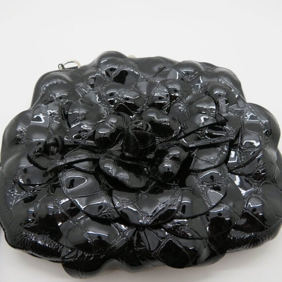 Women Wristlet Brighton Black Patent Leather Wallet Bag Coin Purse Kisslock - Picture 2 of 12